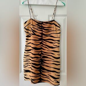 Realisation Par Tiger Print Mini Dress - Black and Tan